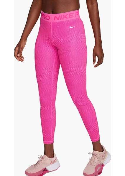 Pro Dri Fit Trainning Medium Support Mid Rise 7/8 Length Kadın Desenli Antrenman Taytı Pembe