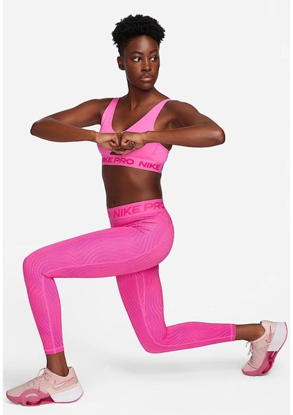 Pro Dri Fit Trainning Medium Support Mid Rise 7/8 Length Kadın Desenli Antrenman Taytı Pembe modelleri