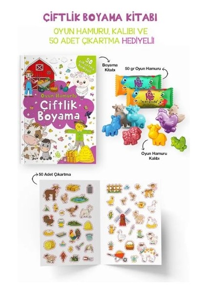 Çiftlik Boyama Kitabı - Oyun Hamurlu - 3 Yaş +