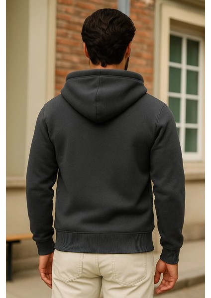 Erkek Kışlık Antrasit Oversize Uzun Hırka Sweatshirt indirimleri