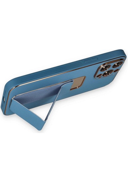 iPhone 13 Pro Kılıf Coco Deri Standlı Kapak - Açık MAVI-(5796) - M419K808-R43419 modelleri