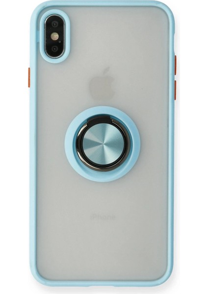 iPhone Xs Max Kılıf Montreal Yüzüklü Silikon Kapak - Buz MAVI-(5796) - M785K810-R05785