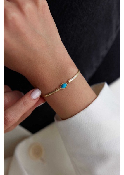14 Ayar Altın Balık Sırtı Firuze Bileklik fiyatları