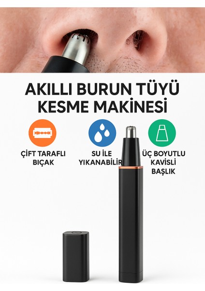 Akıllı Burun Kılı Kesme Makinesi – Su Geçirmez, Çift Taraflı Bıçak, Güçlü Mikro Motor Pilli