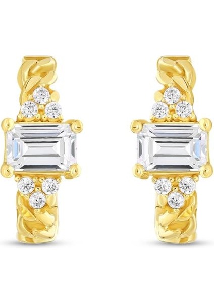 14 Ayar Baget Taşlı Halka Altın Küpe fiyatları