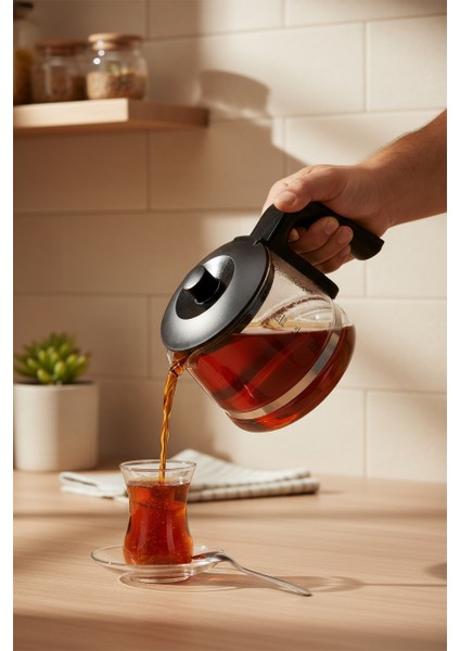 Venedik Cam Demlikli Çay Makinesi Siyah indirimleri