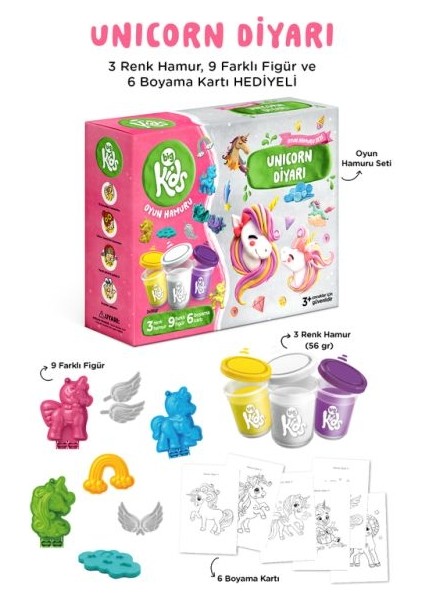 Unicorn Diyarı Oyun Hamuru Seti (18 Parça - 362 Gr)