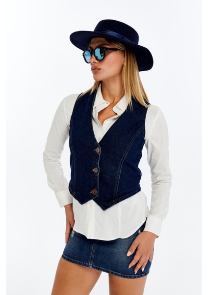 Kadın Denim Yelek – Şık Düğmeli Jean Yelek, Günlük ve Casual Kombin fiyatları