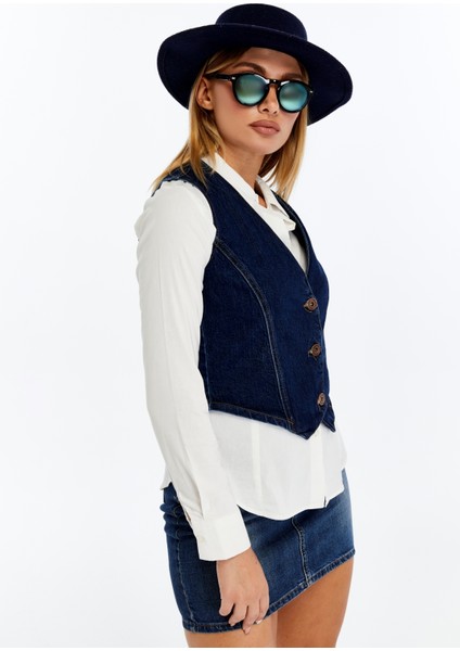 Kadın Denim Yelek – Şık Düğmeli Jean Yelek, Günlük ve Casual Kombin indirimleri