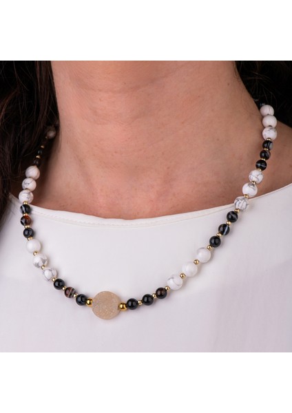 Havlit, Göz Akik ve Çelik Boncuk Doğal Taş Kadın Kolye fiyatları