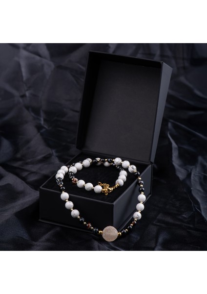 Havlit, Göz Akik ve Çelik Boncuk Doğal Taş Kadın Kolye modelleri