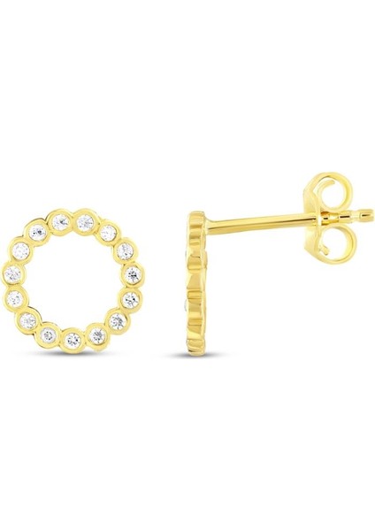 14 Ayar Taşlı Tasarım Halka Altın Küpe fiyatları