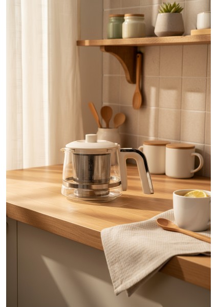 Venedik Cam Demlikli Çay Makinesi Krem fırsatları