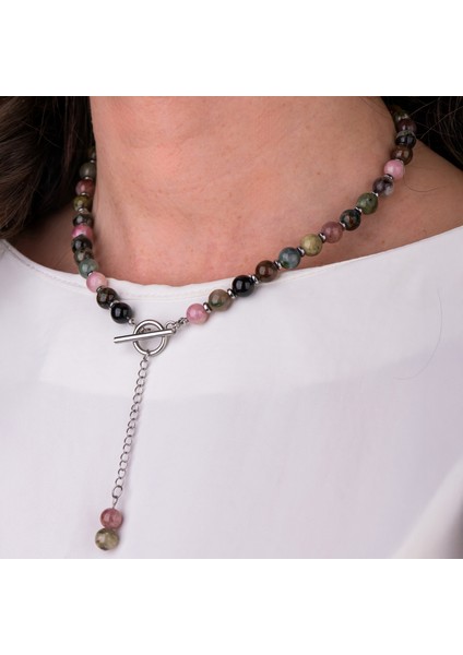 Turmalin ve Hematit Doğal Taş Kadın Kolye