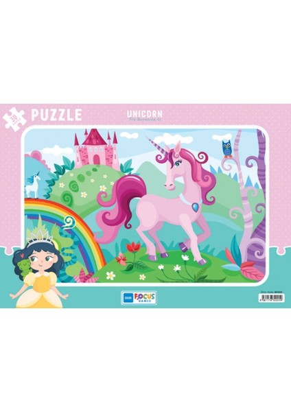 Blue Focus Unicorn (Tek Boynuzlu At) - Puzzle 30 Parça