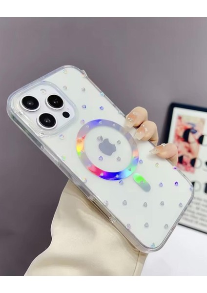 Iphone Uyumlu Sert Şeffaf Hologramlı Magsafe Destekli Kılıf