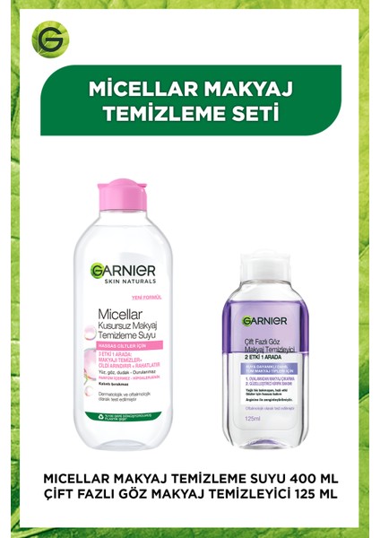 Micellar Makyaj Temizleme Seti (Micellar Su 400 ml + Çift Fazlı Göz Makyaj Temizleme 125 Ml)