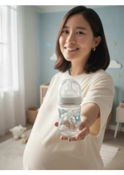 Cam Biberon Anti Kolik Emzikli Sızdırmaz Isıya Dayanıklı Borcam Biberon 120ML 4oz S