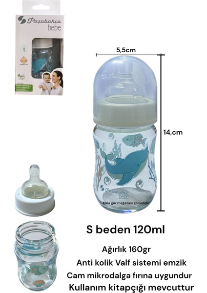 Cam Biberon Anti Kolik Emzikli Sızdırmaz Isıya Dayanıklı Borcam Biberon 120ML 4oz S fırsatları