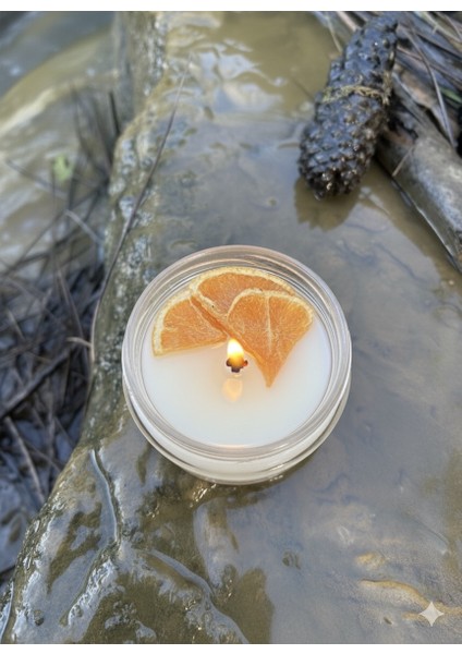 Portakallı Kokulu Dekoratif Kavonoz Beyaz Mum (Portakal Kokulu)