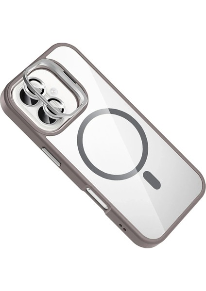 Apple iPhone 16 Remim Lensli Magsafe Standlı Kapak - Titan GRI-(5796) - M005K850-R57005 modelleri