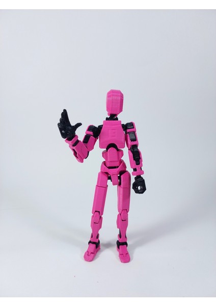 Dummy Oynar Eklemli 15 cm Aksiyon Oyuncağı Pembe Siyah 3 Çift El & Aksesuar