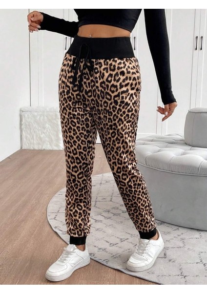 Kadın Yüksek Bel Bağcıklı Desenli Iki Iplik Pantolon fırsatları