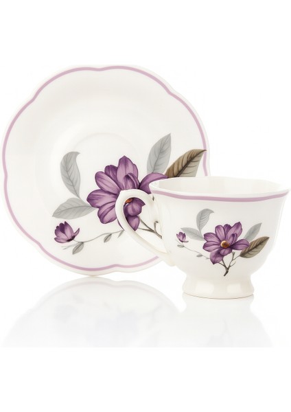 Çiçek Desenli 90 ml Kahve Fincanı Takımı