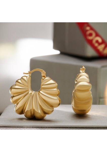 14 Ayar Cosmos Tasarım Altın Küpe