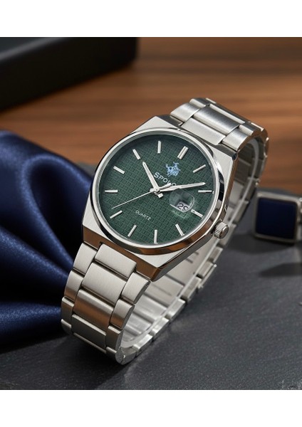 Yeşil Kadranlı Çelik Su geçirmez Erkek Kol Saati - 12