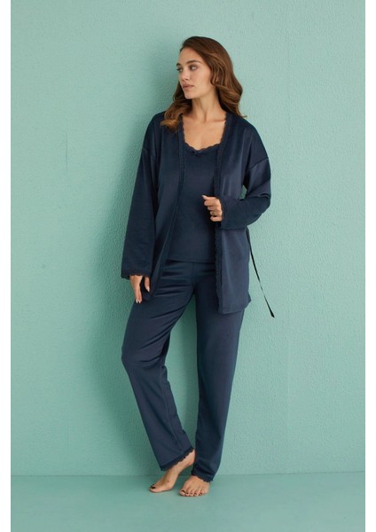 Mihra 13402 Kadın Kadife 3'lü Pijama Takımı fiyatları