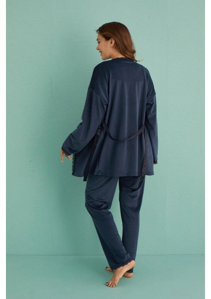 Mihra 13402 Kadın Kadife 3'lü Pijama Takımı indirimleri