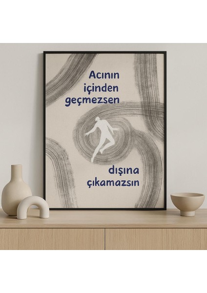 Acının Içinden Geçmeden Dışına Çıkamazsın – Minimalist Söz Temalı Duvar Tablosu (Çerçeveli)
