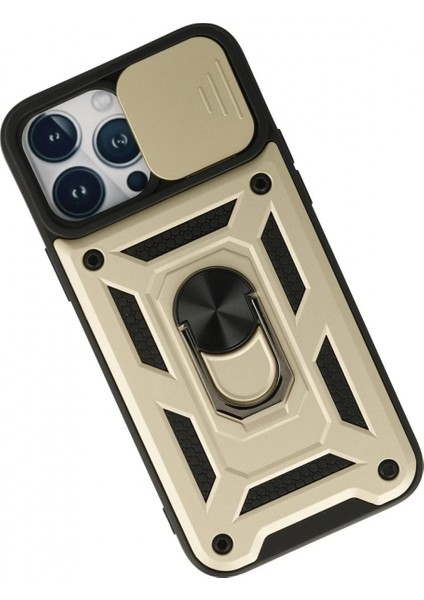 iPhone 13 Pro Kılıf Pars Lens Yüzüklü Silikon - Gold modelleri