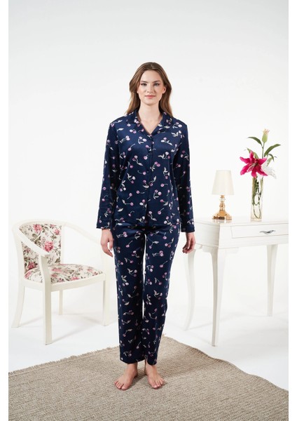 Estiva 25367 Gömlek Yaka Kadife Pijama Takımı