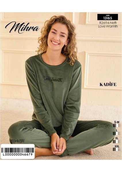 Mihra 13165 Kadın Kadife Uzun Kol Pijama Takımı