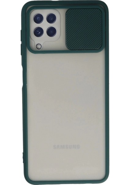 Samsung Galaxy A22 Kılıf Palm Buzlu Kamera Sürgülü Silikon - Yeşil