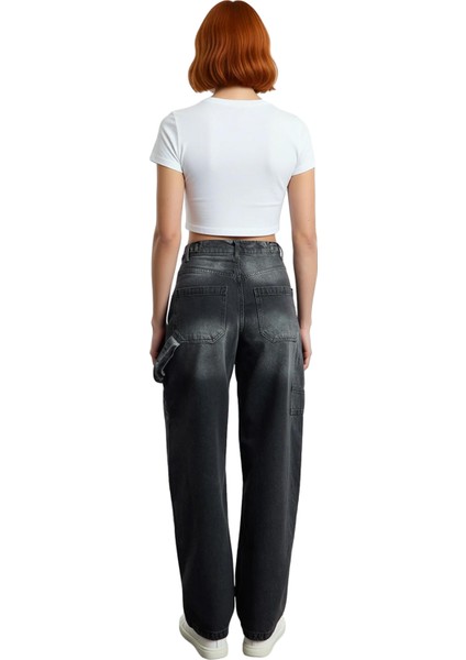 Genç Kadın Için Açık Bol Paça Yüksek Bel Denim Pantolon Fonksiyonel Dayanıklı Kaliteli Şık fiyatları