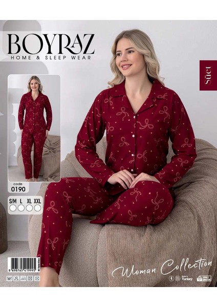 Boyraz 0190 Kadın Süet Uzun Kol Pijama Takımı