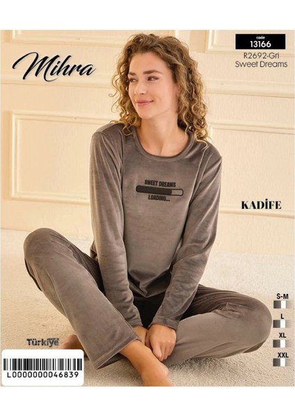 Mihra 13166 Kadın Kadife Uzun Kol Pijama Takımı