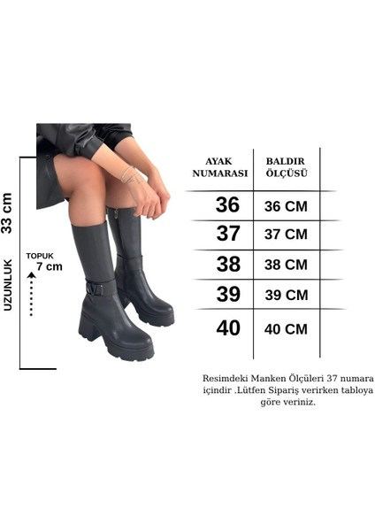 Moki Siyah Cilt Topuklu Çizme - Lisinya indirimleri