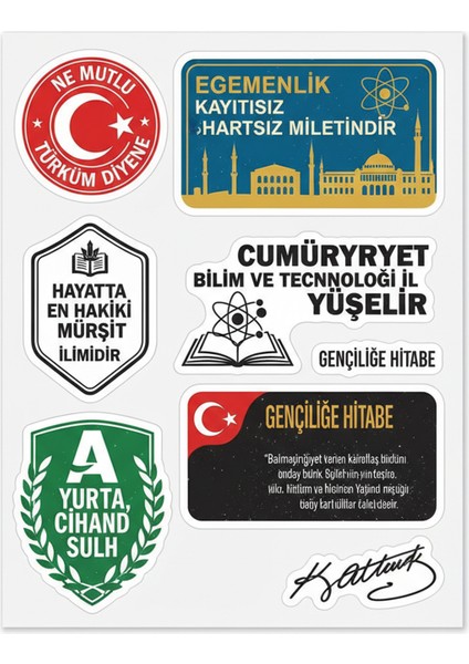 Atatürk Sözleri Telefon Laptop Notebook Tablet Defter Matara Stiker Etiket ST2364