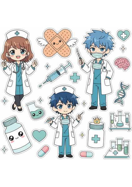 Tıp Doktor Hemşire Telefon Laptop Notebook Tablet Defter Matara Stiker Etiket ST2287