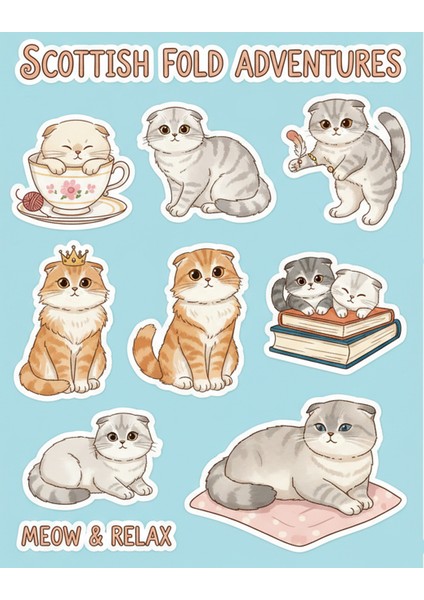 Kediler Telefon Laptop Notebook Tablet Defter Matara Stiker Etiket ST2344