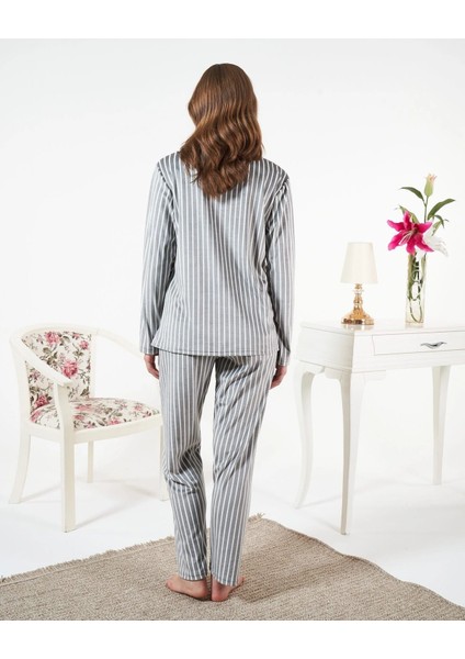 Estiva 25360 Gömlek Yaka Çizgili Kadife Pijama Takımı fiyatları