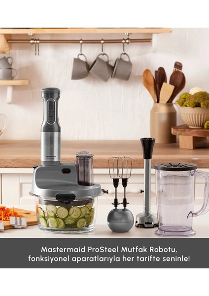 Sebze, Et ve Meyve Dilimle Doğra Karıştır Rendele Çırp Smoothie Yap 6 Bıçaklı 2500W Yüksek Güçlü Premium Mutfak Robotu & Blendır Inox fırsatları