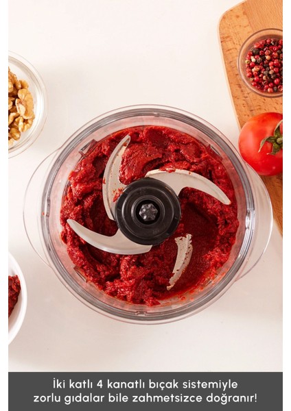 Sebze, Et ve Meyve Dilimle Doğra Karıştır Rendele Çırp Smoothie Yap 6 Bıçaklı 2500W Yüksek Güçlü Premium Mutfak Robotu & Blendır Inox