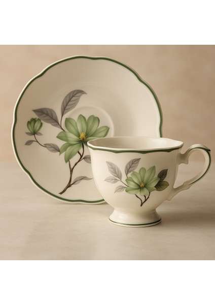 Çiçek Desenli 90 ml Kahve Fincanı Takımı