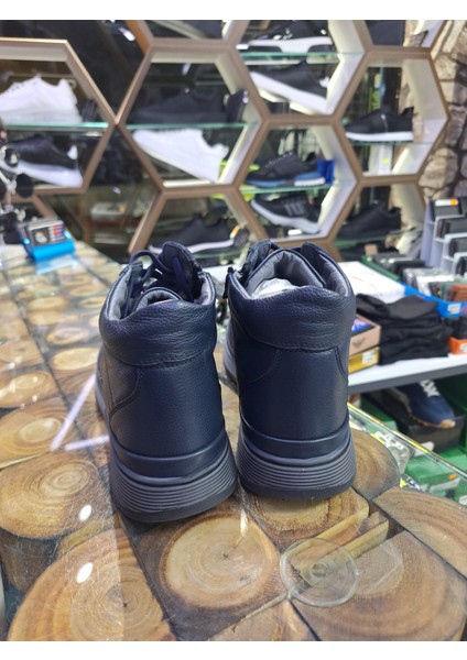 Lacivert Içi Kürklü Fermuarlı Kaymaz Taban Su Geçirmez Erkek Kısa Bot fırsatları