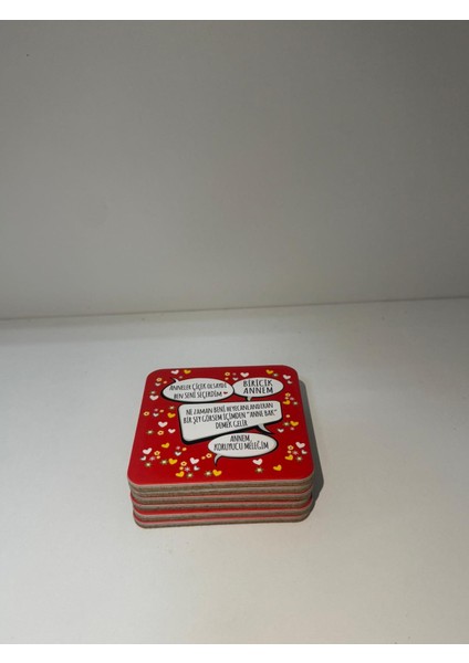 Dekoratif Bardak Altlığı 6'lı Anne